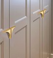 Gold curved triangle cabinet pull/Geometric drawer handle/Flush finish drawer pull/Modern furniture hardware/Gold kitchen decor/IKEA hack