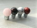 Semi precious stone ball drawer knob/Crystal drawer pull/Round gemstone cabinet handle/Silver door knob/Quartz crystal and silver handle