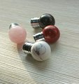 Semi precious stone ball drawer knob/Crystal drawer pull/Round gemstone cabinet handle/Silver door knob/Quartz crystal and silver handle