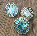 Abalone pearl drawer pull/Iridescent Pearl Cabinet pull/Mother of pearl door handle/Geometric brass drawer knob/Brass furniture hardware
