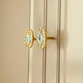Abalone pearl drawer pull/Iridescent Pearl Cabinet pull/Mother of pearl door handle/Geometric brass drawer knob/Brass furniture hardware