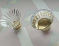Transparent lucite and brass cabinet pull/Vintage style resin door knob/Gold brass furniture hardware/Pretty vintage style drawer handle