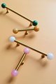 Gold brass bar handle with semi precious stone ball ends/Colourful cabinet handle/Stone furniture hardware/crystal drawer pull/Cabinet pull