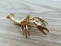 Gold solid brass lobster cabinet pull/Sea creature shaped door handle/beach themed drawer knob/brass furniture hardware/Crab shaped handle