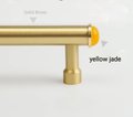 Gold brass and semi precious stone drawer handle/Jade crystal and gold brass cabinet pull/Luxury hardware/Gemstone and brass door handle