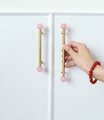 Gold brass bar handle with semi precious stone ball ends/Colourful cabinet handle/Stone furniture hardware/crystal drawer pull/Cabinet pull