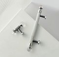 Silver cabinet handle with crystals/Solid chromed brass and gemstone drawer pull/Crystal door handle/wardrobe handle/Crystal door handle