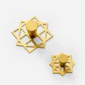 Gold brass geometric pattern backplates for drawer handles/Brass square back plates for cabinet pulls/Gold brass square backplate hardware
