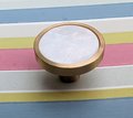 Gold rim white mother of pearl drawer pull/shell cabinet handle/white pearl drawer knob/round white pearl door handle/brass and pearl handle