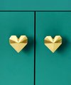 Gold or silver heart cabinet pull/Heart shaped drawer handle/Heart door knob/Brass furniture hardware/Bras drawer knob/Nursery door handle