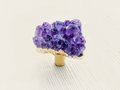 Natural Irregular shaped purple Amethyst drawer handle/Rough cut quartz crystal and gold brass cabinet pull/Gemstone door knob/geode handle