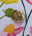 Gold brass rose door handle/Rose cabinet pull/Gold rose drawer knob/Flower shaped cabinet handle/Floral door knob/Brass furniture hardware