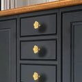 Gold wild rose design cabinet pull/Tudor rose door handle/Shiny brass flower drawer knob/Brass furniture hardware/Gold brass flower handle