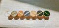 Neutral colour leather insert split circle design cabinet handle/leather door handle/geometric drawer pull/gold furniture hardware/door knob