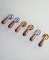 Walnut wood and brass drop handle/Wooden drop drawer pull/Gold or silver cabinet pull/Wooden furniture hardware/Dresser door knob