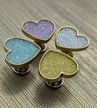 Sweet glittery heart shaped drawer pull/Pastel coloured door handle/Nursery door knob/Girls bedroom cabinet handle/Crystal heart shaped knob