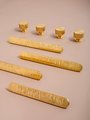 Retro style gold brass shape bar handle and knobs/Scored texture gold brass hardware/Shiny gold brass drawer pull/Gold kitchen hardware/MCM