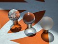 Clear glass ball and silver nickel cabinet pull/Round frosted glass drawer knob/Round glass ball door handle with bubble texture/Glass knob