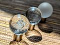 Clear glass ball and silver nickel cabinet pull/Round frosted glass drawer knob/Round glass ball door handle with bubble texture/Glass knob