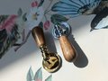 Walnut wood and brass drop handle/Wooden drop drawer pull/Gold or silver cabinet pull/Wooden furniture hardware/Dresser door knob