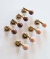 Wood and aged brass drop handle/Wooden drop drawer pull/Aged brass cabinet pull/Wooden furniture hardware/Dresser door knob/Retro style