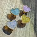 Sweet glittery heart shaped drawer pull/Pastel coloured door handle/Nursery door knob/Girls bedroom cabinet handle/Crystal heart shaped knob