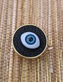 Unique glass eye drawer pull/Eyeball drawer handle/Glass eye drawer knob/Black leather and glass eye door handle/Quirky door knob