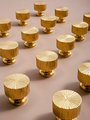 Retro style gold brass shape bar handle and knobs/Scored texture gold brass hardware/Shiny gold brass drawer pull/Gold kitchen hardware/MCM