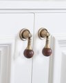 Wood and aged brass drop handle/Wooden drop drawer pull/Aged brass cabinet pull/Wooden furniture hardware/Dresser door knob/Retro style