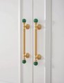 Geometric green jade and brass bar handle/Semi precious stone and brass drawer pull/unique cabinet handle/IKEA hack/wardrobe door handle