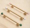 Geometric green jade and brass bar handle/Semi precious stone and brass drawer pull/unique cabinet handle/IKEA hack/wardrobe door handle