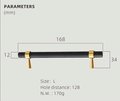 Matte black and gold brass cabinet bar handle/Black and gold drawer pull/Matte black and gold door handle/Black and Gold furniture hardware
