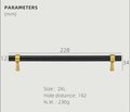 Matte black and gold brass cabinet bar handle/Black and gold drawer pull/Matte black and gold door handle/Black and Gold furniture hardware