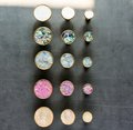 Round pale blue Abalone shell and brass drawer pull/Iridescent blue mother of pearl door handle/Brass round light blue pearl cabinet handle