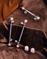 Rose quartz and silver bar handle/Pink crystal and chrome drawer pull/unique cabinet handle/IKEA hack/wardrobe door handle/Crystal hardware