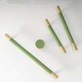 Green Leather and Gold Brass cabinet handle/Green leather drawer pull/Green door handle/Green cabinet pull/Leather handle/Leather hardware
