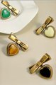 Bronze brass heart shaped drop handle/Semi precious stone drop drawer pull/Bronze cabinet pull/Crystal furniture hardware/Dresser door pull