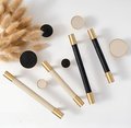Black or White Leather and Brass cabinet handle/Leather drawer pull/Monochrome door handle/Leather door knob/Leather handle/Leather hardware
