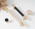 Black or White Leather and Brass cabinet handle/Leather drawer pull/Monochrome door handle/Leather door knob/Leather handle/Leather hardware