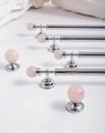 Rose quartz and silver bar handle/Pink crystal and chrome drawer pull/unique cabinet handle/IKEA hack/wardrobe door handle/Crystal hardware