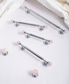 Rose quartz and silver bar handle/Pink crystal and chrome drawer pull/unique cabinet handle/IKEA hack/wardrobe door handle/Crystal hardware