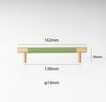 Green Leather and Gold Brass cabinet handle/Green leather drawer pull/Green door handle/Green cabinet pull/Leather handle/Leather hardware