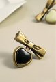 Bronze brass heart shaped drop handle/Semi precious stone drop drawer pull/Bronze cabinet pull/Crystal furniture hardware/Dresser door pull