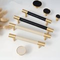 Black or White Leather and Brass cabinet handle/Leather drawer pull/Monochrome door handle/Leather door knob/Leather handle/Leather hardware