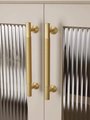Ridged gold brass cabinet bar handle/Matte finished solid brass drawer pull/Gold brass door handle/Gold brass furniture hardware/Door knob