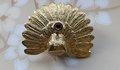 Gold Peacock Cabinet Pull/Gold Brass Peacock Door Handle/Bird shaped drawer handle/gold furniture hardware/Peafowl Cabinet Handle/Door knob