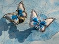 Enameled butterfly drawer handle/Pearly blue and white butterfly cabinet pull/Nursery decor/Nursery door knob/Childrens door handle