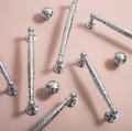 Silver hammered cabinet bar handle with feet/Shiny silver drawer pull/textured metal door handle/brass furniture hardware/kitchen hardware