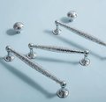 Silver hammered cabinet bar handle with feet/Shiny silver drawer pull/textured metal door handle/brass furniture hardware/kitchen hardware