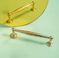 Gold hammered cabinet bar handle with feet/Shiny Gold drawer pull/textured metal door handle/brass furniture hardware/kitchen hardware